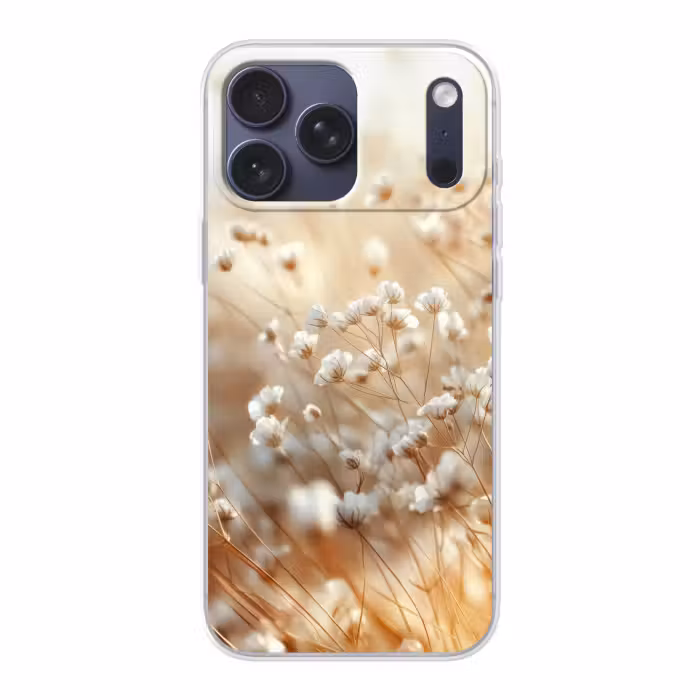 Telefoonhoesje Softcase - Witte Bloemen Beige