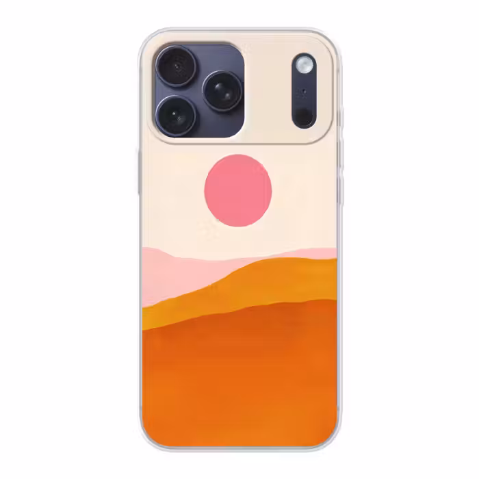 Telefoonhoesje Softcase - Zon - Heuvels - Abstract - Roze