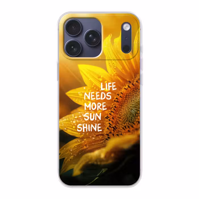 Telefoonhoesje Softcase - Zonnebloem - Close up - Geel - Quote
