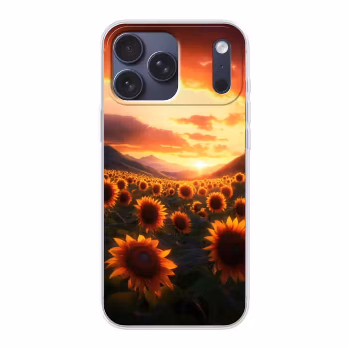 Telefoonhoesje Softcase - Zonnebloemen - Zonsondergang - Landschap