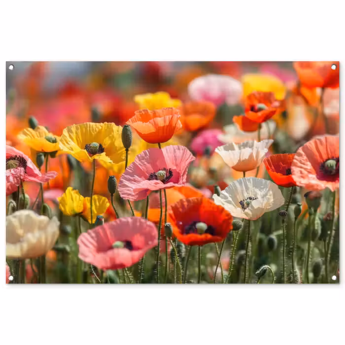 Tuinposter - Bloemenveld - Klaprozen - Kleurrijk