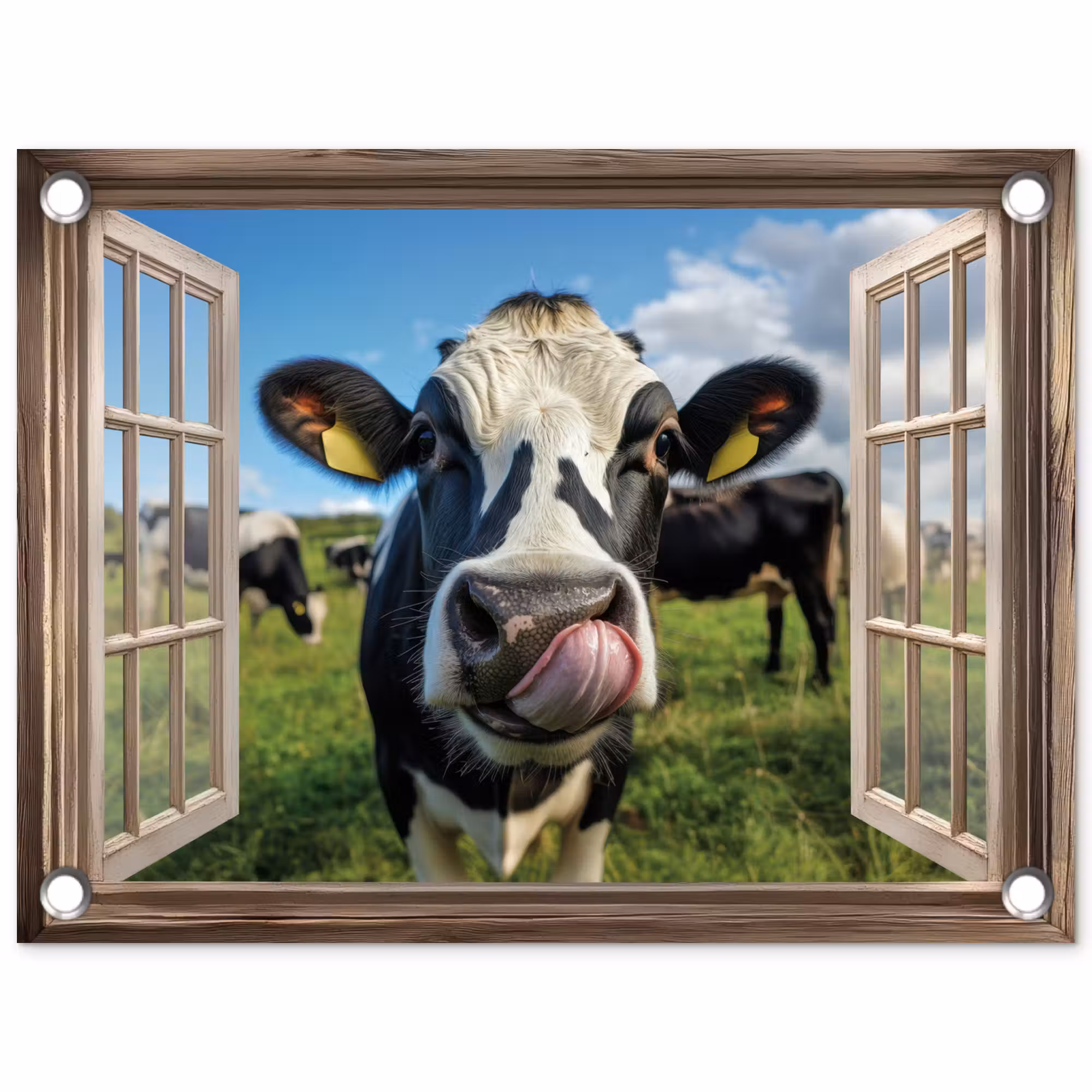 Tuinposter - Doorkijk - Koe - Weiland - Dieren - Natuur