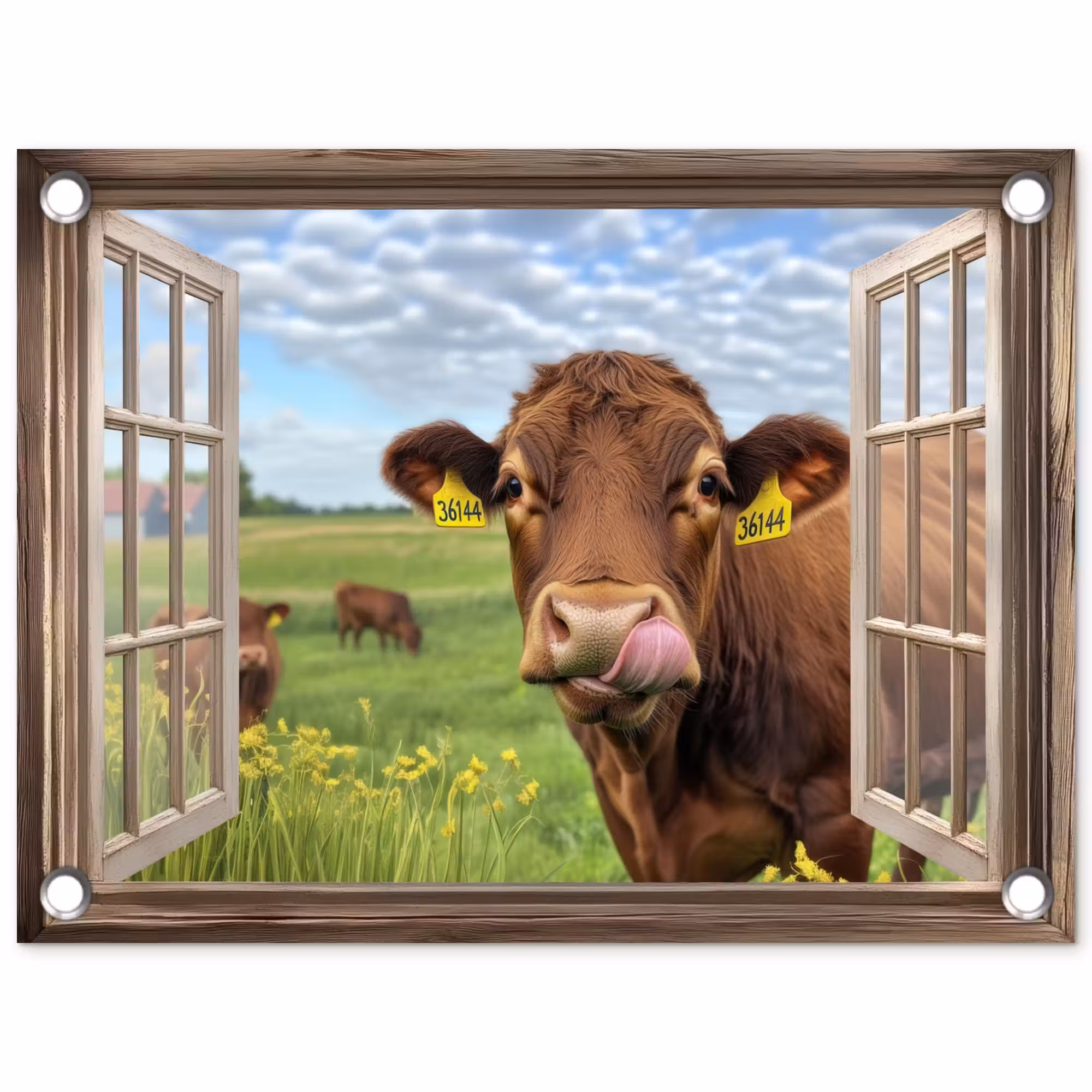 Tuinposter - Doorkijk - Koe - Weiland - Landschap - Dieren