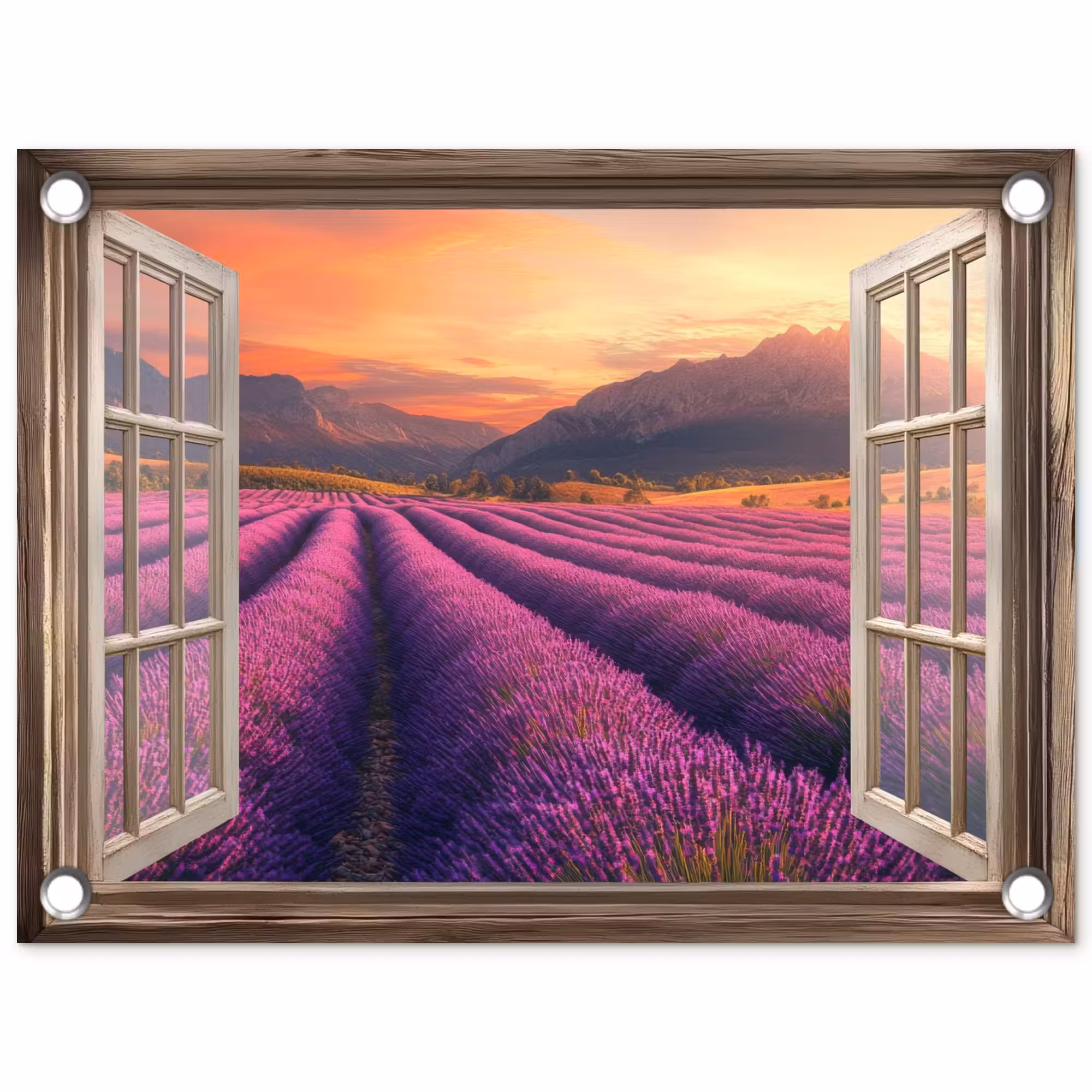 Tuinposter - Doorkijk - Lavendel - Landschap - Bloemen - Paars
