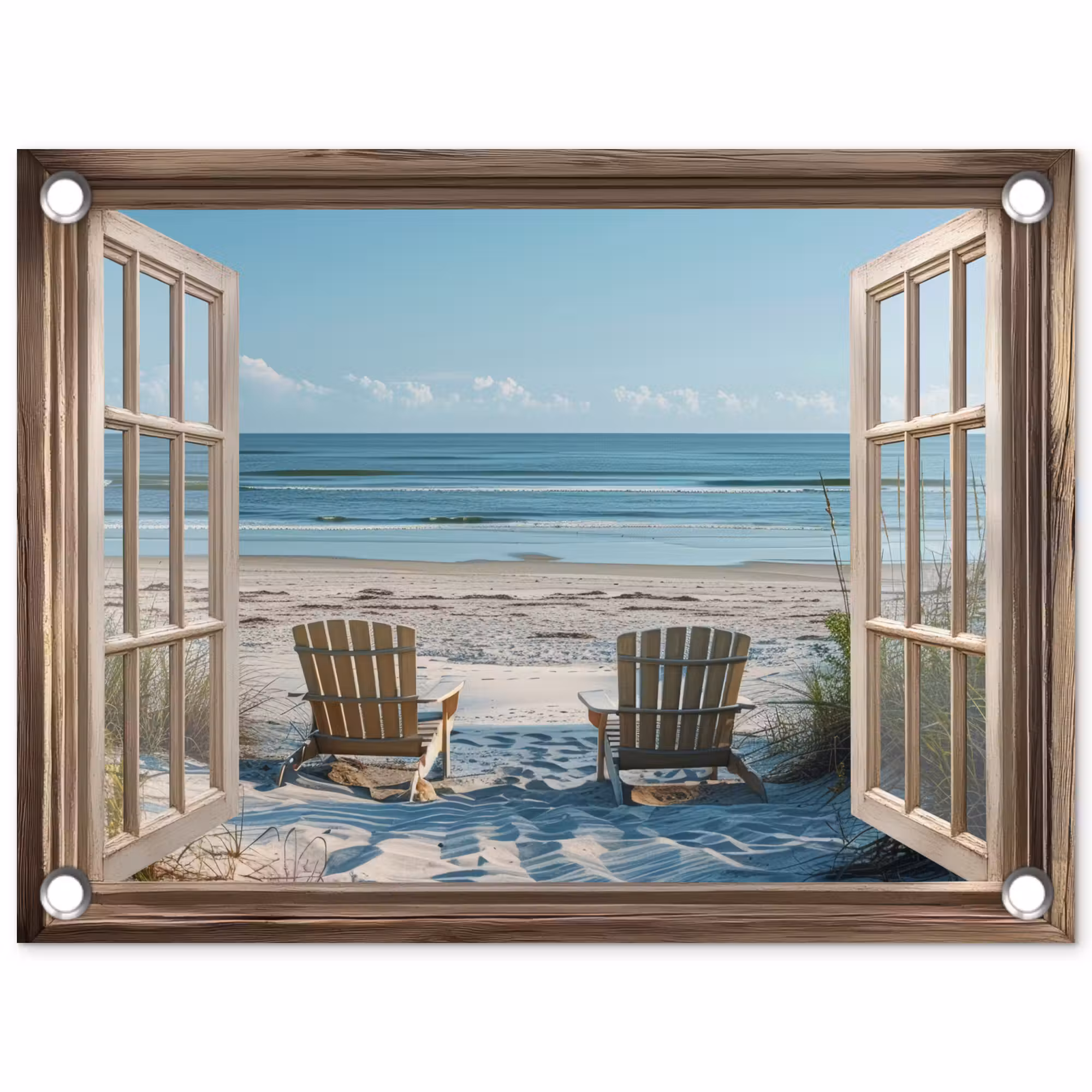 Tuinposter - Doorkijk - Strandstoelen - Duinen - Zee - Natuur