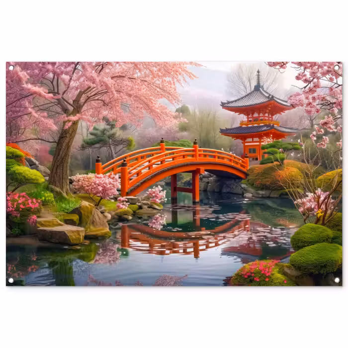 Tuinposter - Lentebloei in Japanse Tuin