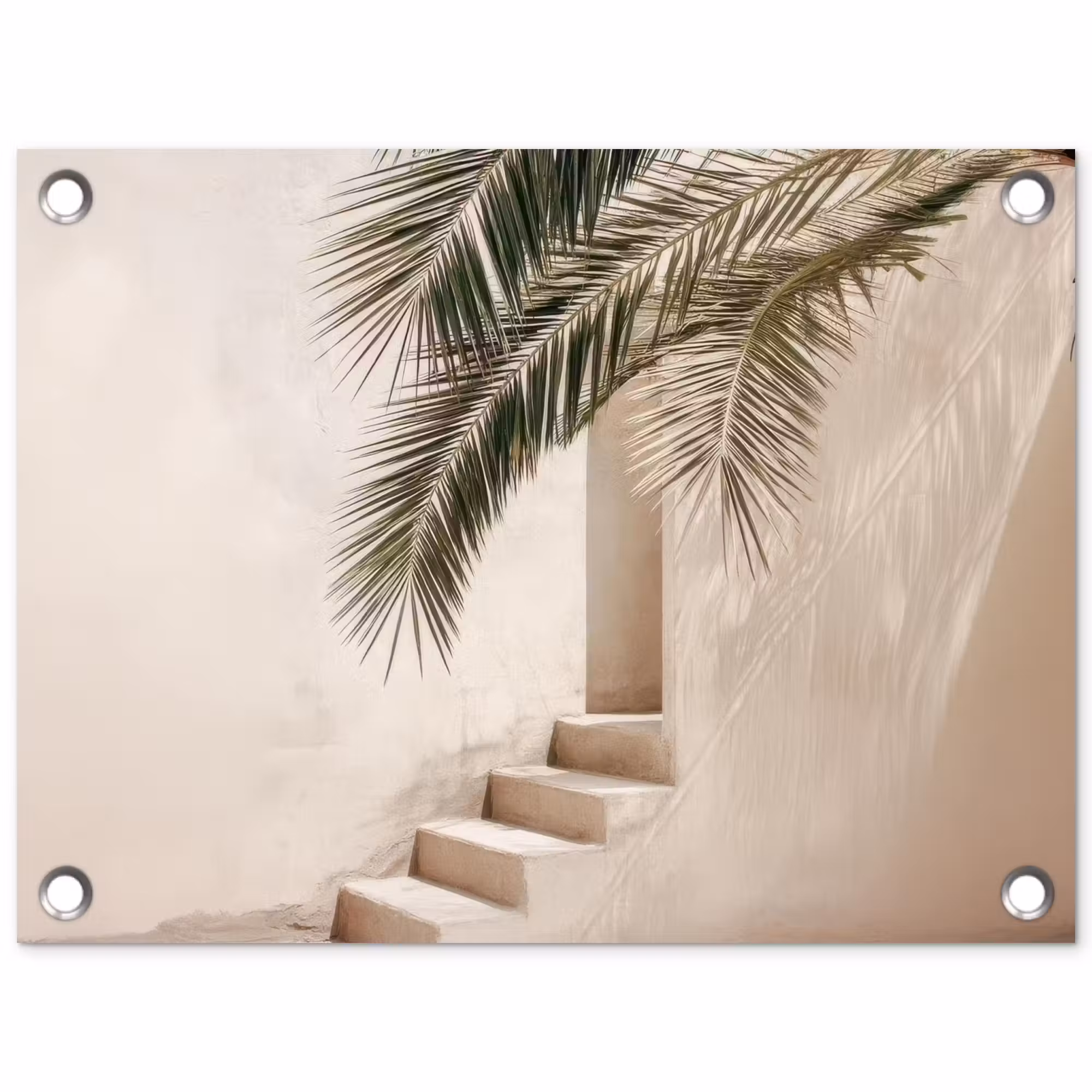 Tuinposter - Palmboom - Schaduw - Trap - Beige