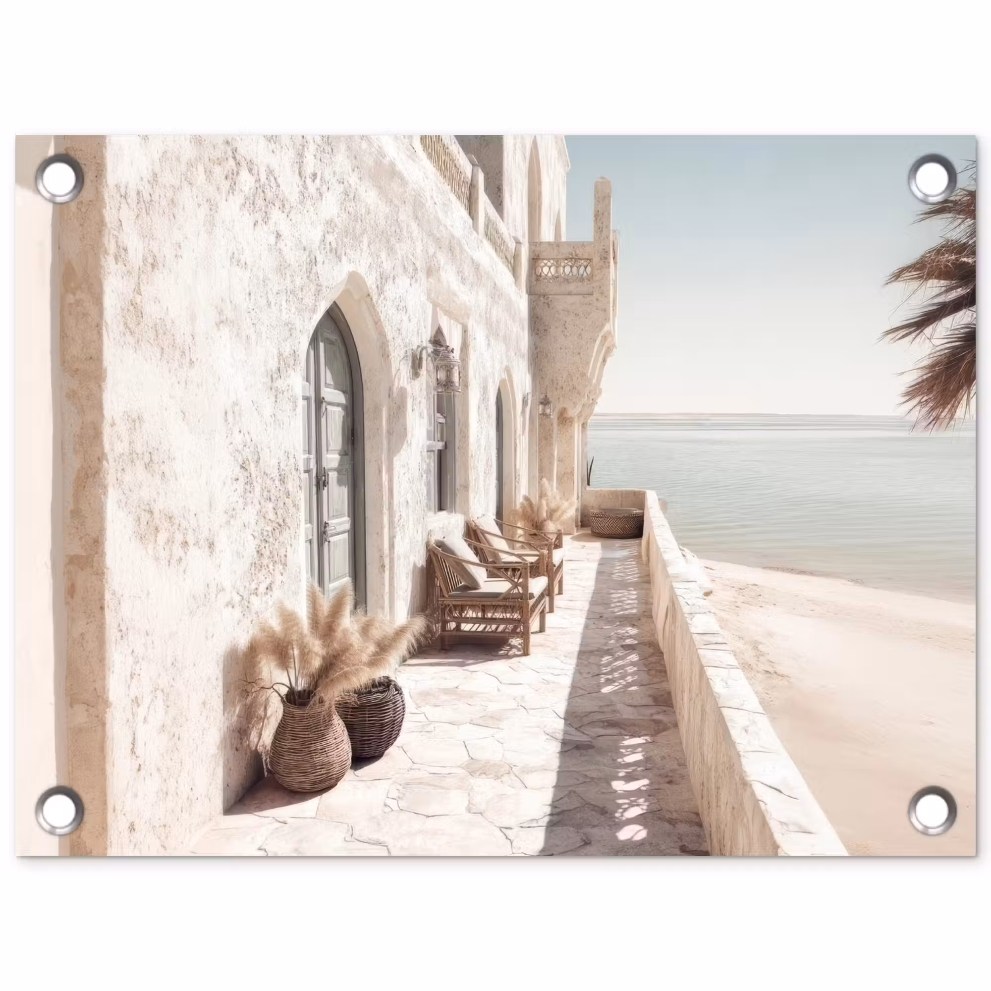 Tuinposter - Terras - Stoelen - Strand - Beige