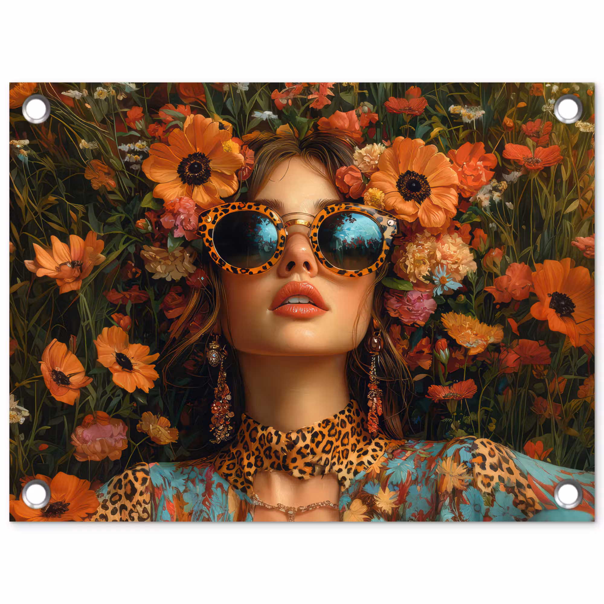 Tuinposter - Vrouwen - Bloemen - Modern - Bril - Abstract