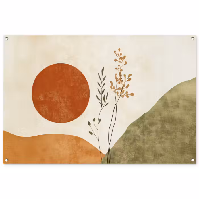 Tuinposter - Zon - Abstract - Takken - Oranje