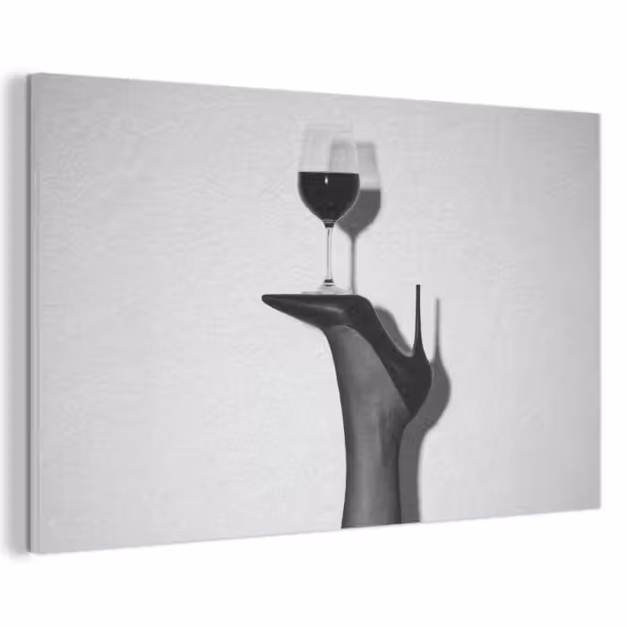 Akoestisch schilderij - Hak - Wijn - Minimalistisch - Zwart