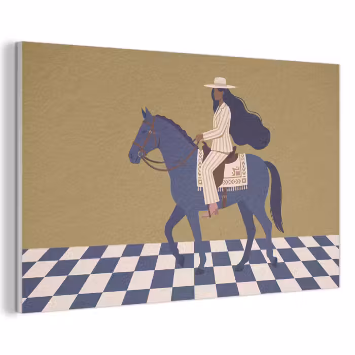 Akoestisch schilderij - Vrouw - Paard - Rijden - Modern - Abstract
