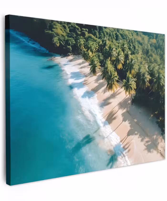 Canvas schilderij - Tropisch Strand Palmbomen