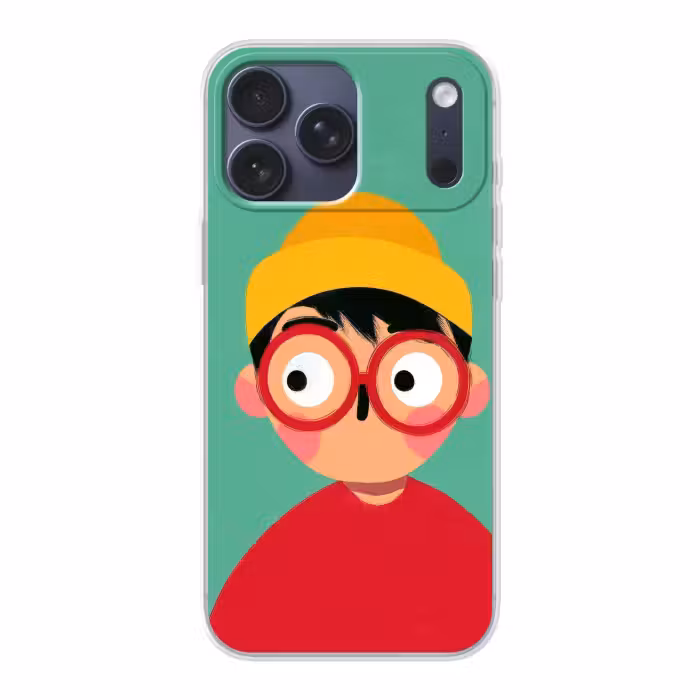 Telefoonhoesje Softcase - Jongen met Bril en Muts