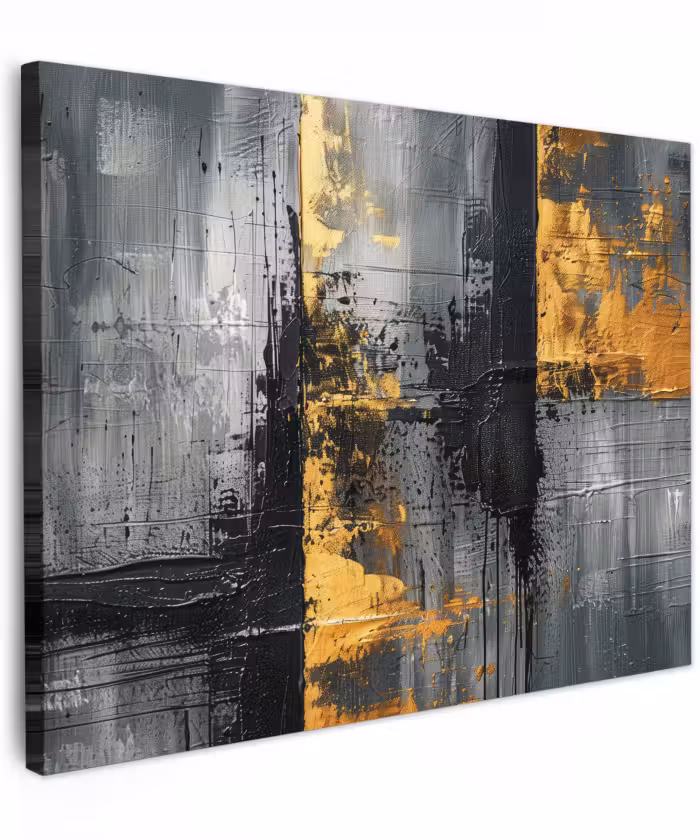 Canvas schilderij - Modern - Kunst - Goud - Zwart - Luxe