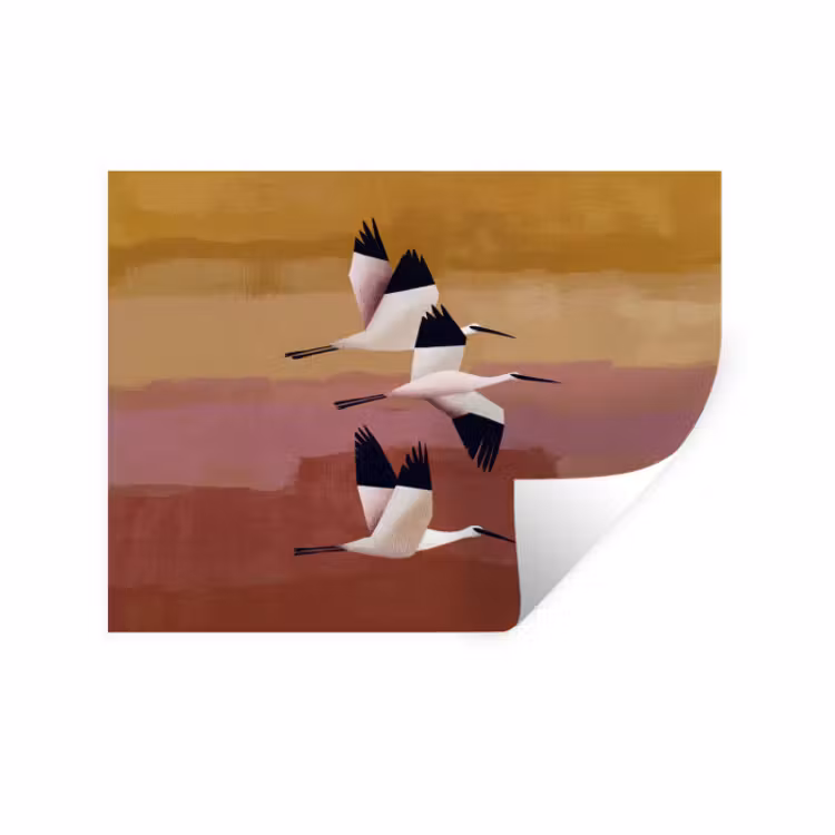 Muursticker - Vliegende Vogels Abstracte Achtergrond