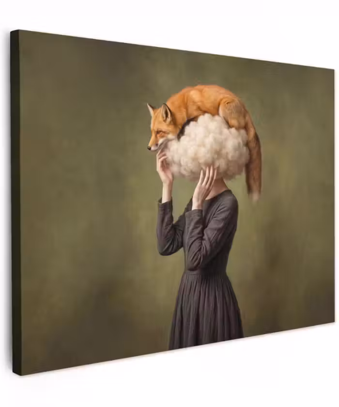Canvas schilderij - Vos op Wolk Vrouw