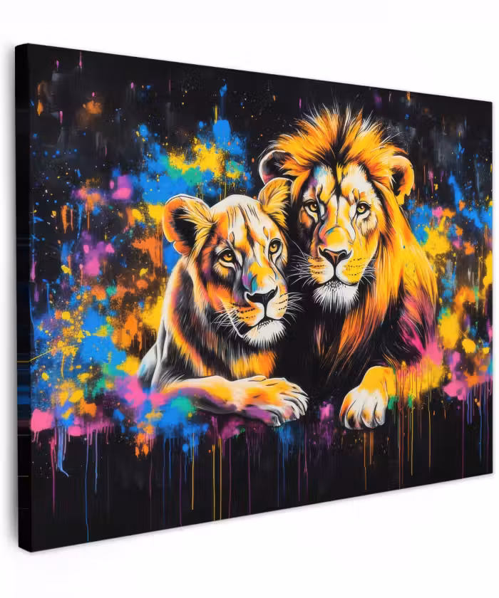 Canvas schilderij - Leeuwen - Schilderij - Kleuren