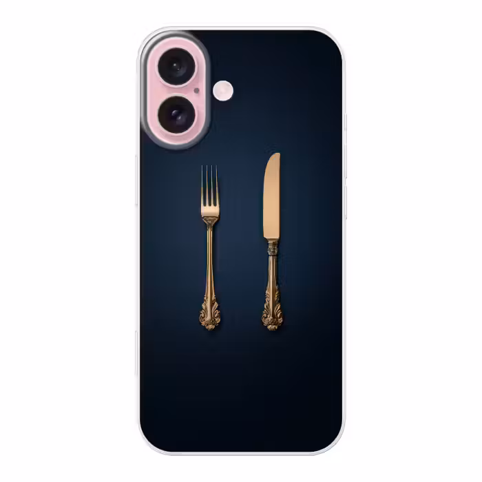 Telefoonhoesje - Gouden Vork en Mes