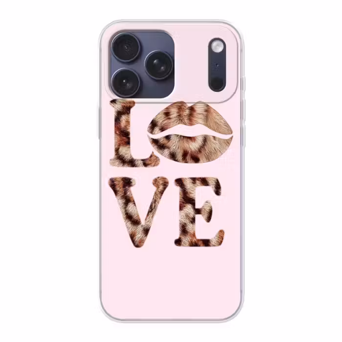 Telefoonhoesje Softcase - Love Lippen Luipaard Patroon