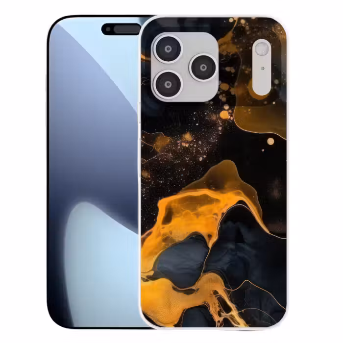 Telefoonhoesje Softcase - Abstracte Vloeibare Kunst Zwart Goud