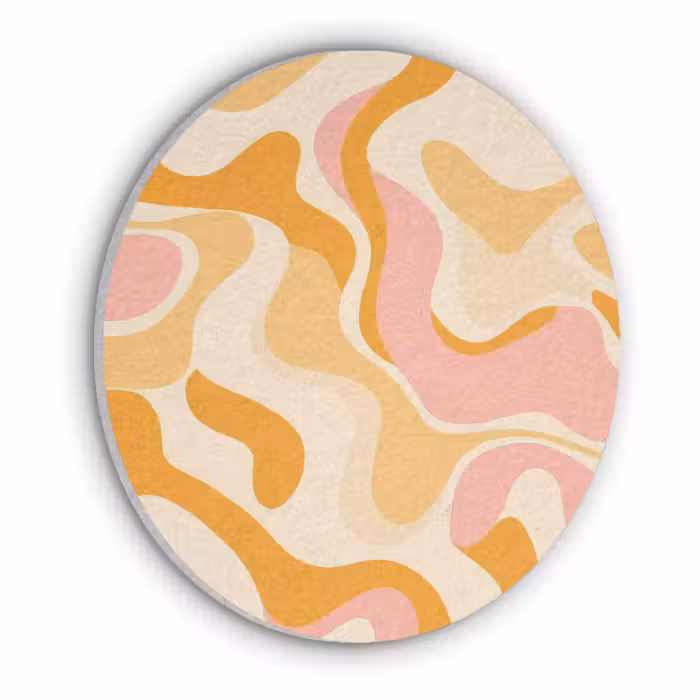 Akoestisch schilderij rond - Abstract - Golvend - Oranje