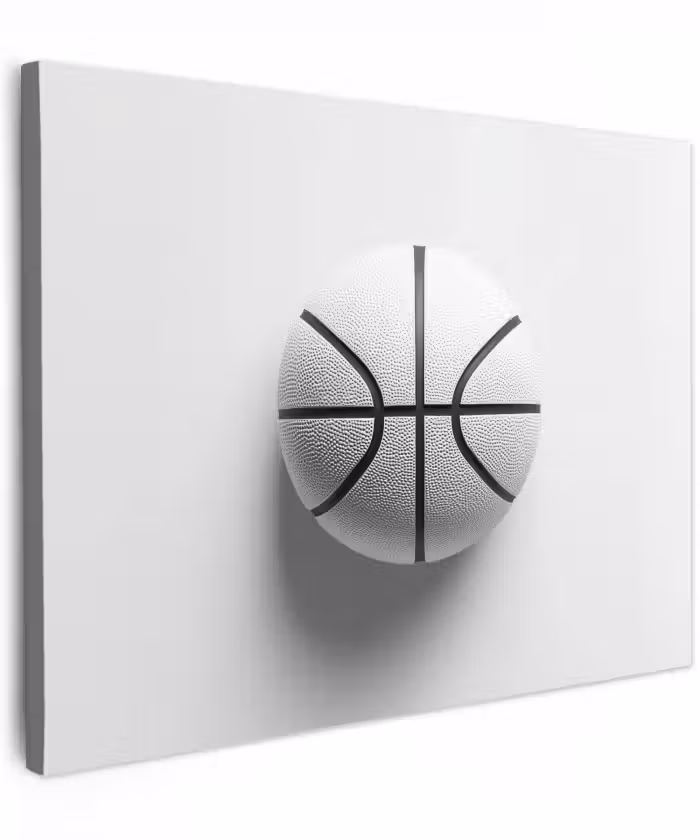 Canvas schilderij - Basketbal - Wit - Schaduw - Lijnen