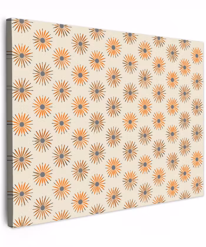 Canvas schilderij - Madelief - Patroon - Oranje