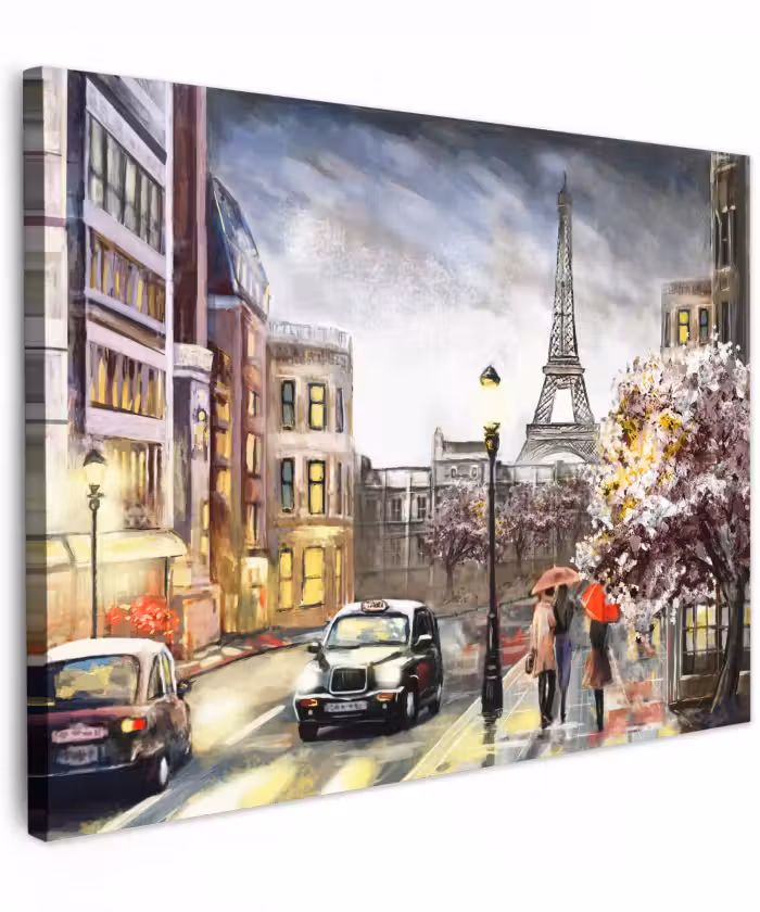 Canvas schilderij - Schilderij - Parijs - Frankrijk - Olieverf