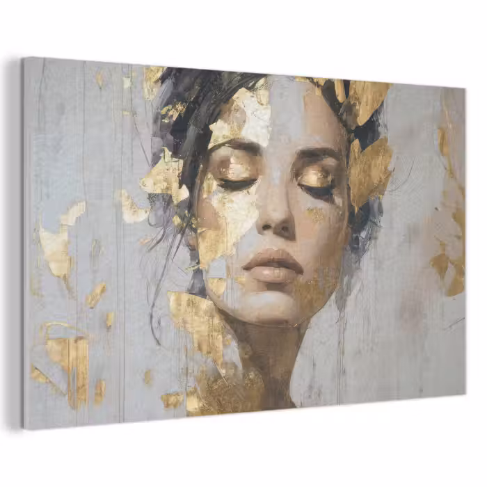 Akoestisch schilderij - Sierlijk - Vrouw - Goud - Ogen