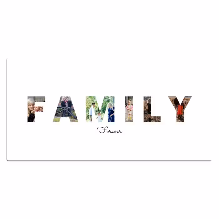 Gepersonaliseerde bureau onderlegger - Family Forever Fotocollage Letters