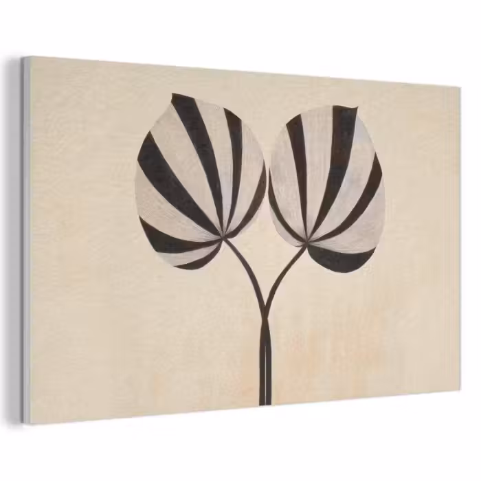 Akoestisch schilderij - Bladeren - Gestreept - Stengel - Beige