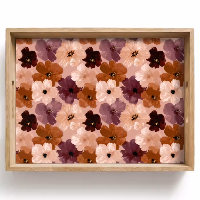 Dienblad - Bloemen - Abstract - Aardetinten