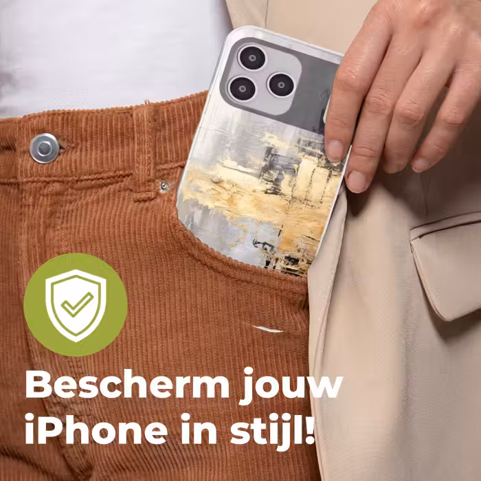 Telefoonhoesje Softcase - Abstracte Verfstreken Zwart Goud