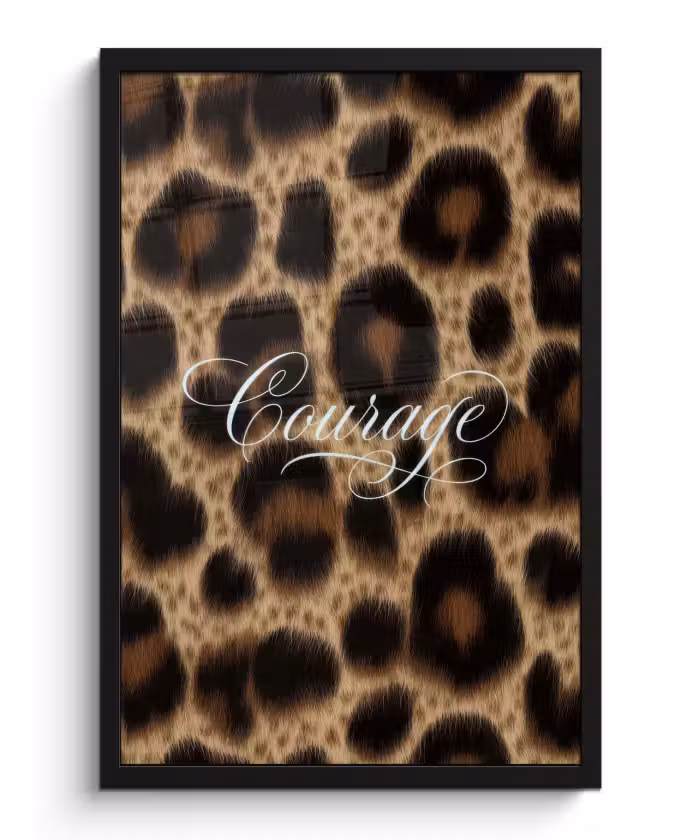 Poster met lijst - Luipaardprint - Bruin - Courage - Sierlijk