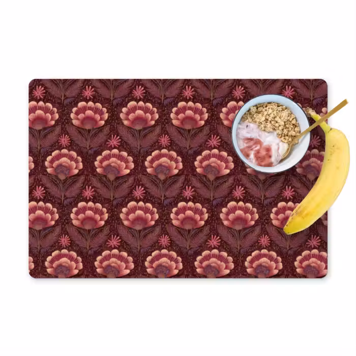 Placemat - 6 stuks - Bloemen - Waaier - Paars