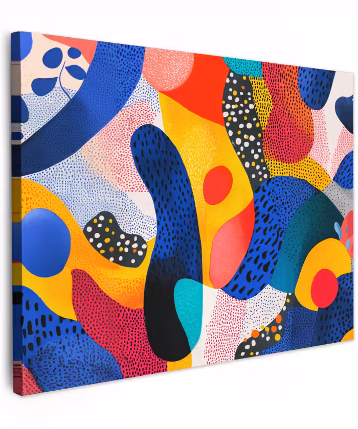 Canvas schilderij - Abstracte Organische Vormen met Stippen