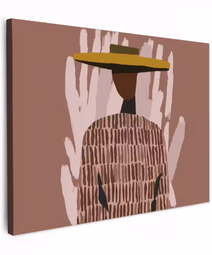 Canvas schilderij - Abstract - Figuur - Illustratie - Hoed