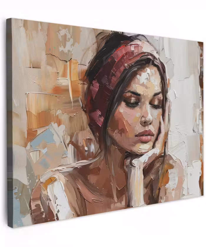 Canvas schilderij - Vrouw Portret Paletmes