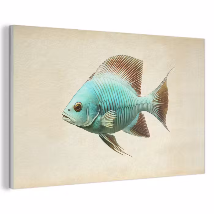 Akoestisch schilderij - Schubben - Vis - Mint - Minimalistisch