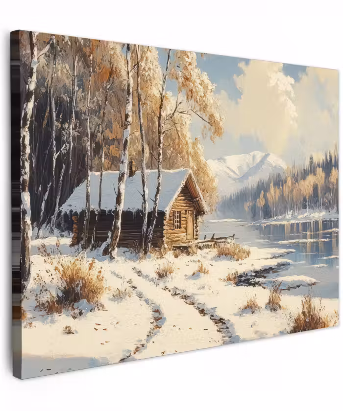 Canvas schilderij - Winter - Sneeuw - Huis - Natuur