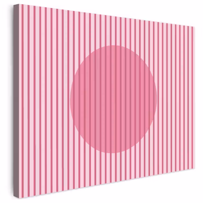 Canvas schilderij - Roze Strepen met Cirkel
