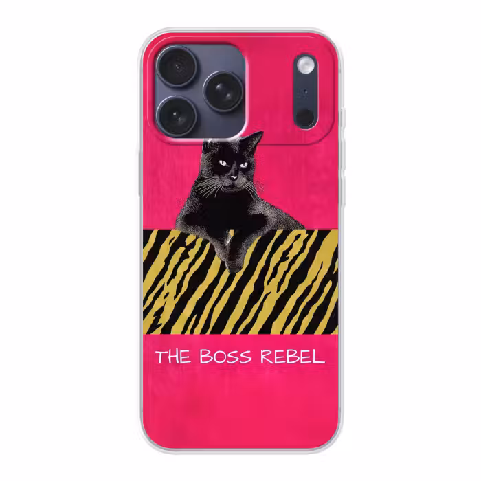 Telefoonhoesje Softcase - Zwarte Kat Tijger Patroon Fuchsia