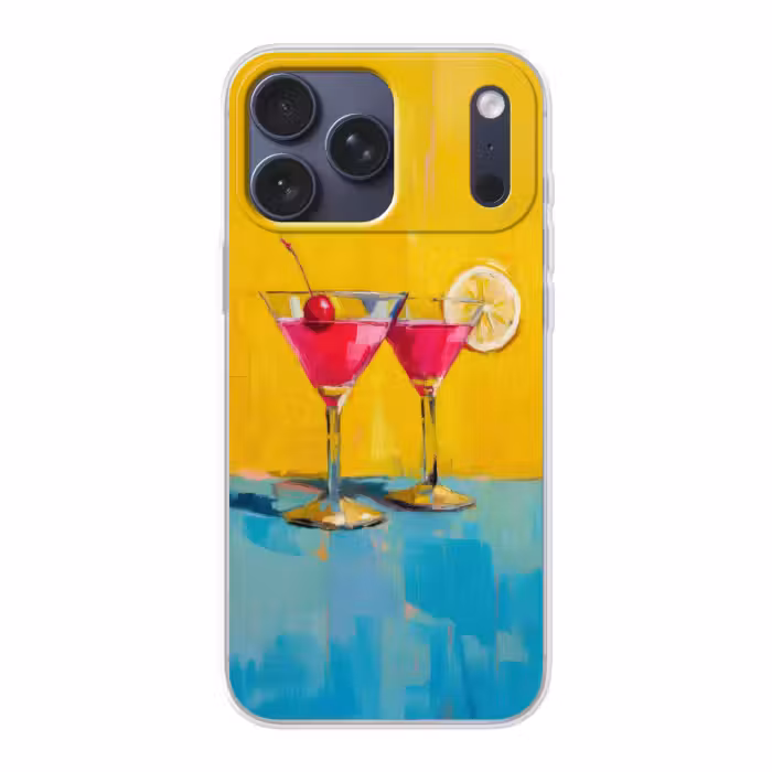 Telefoonhoesje Softcase - Cocktailglazen Gele Achtergrond