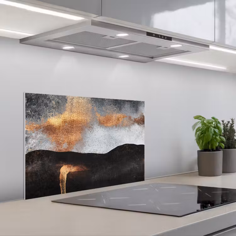Spatscherm keuken - Abstract - Gold - Chic - Zwart - Grijs — 5