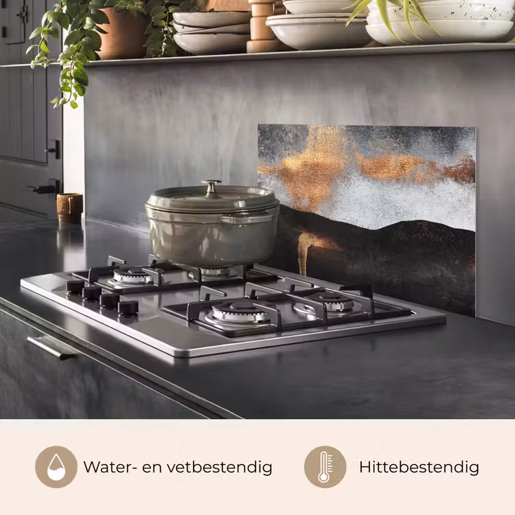 Spatscherm keuken - Abstract - Gold - Chic - Zwart - Grijs — 7