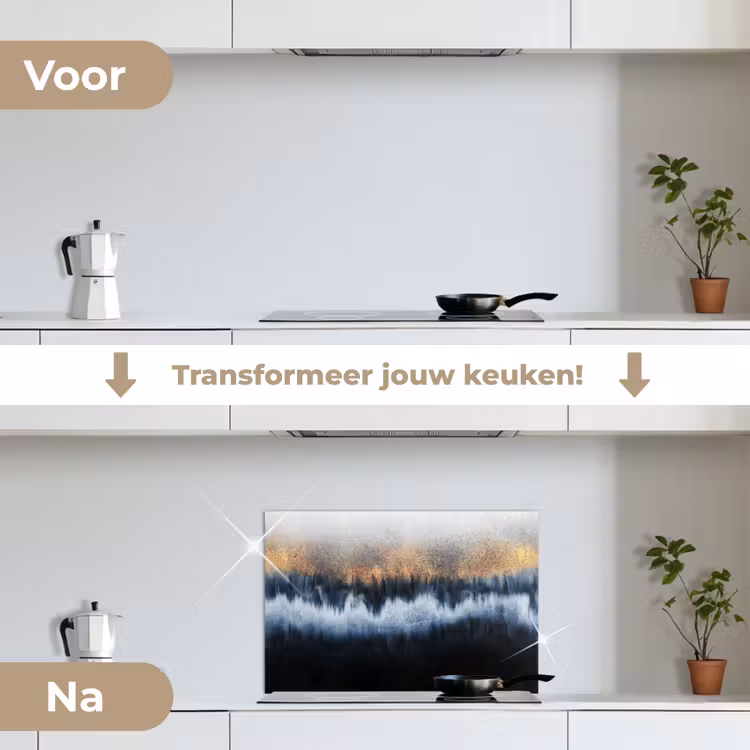 Spatscherm keuken - Abstract - Goud - Luxe - Blauw — 3