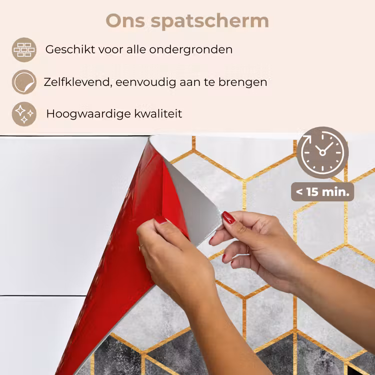 Spatscherm keuken - Goud - Hexagon - Chic - Patronen - Luxe — 4