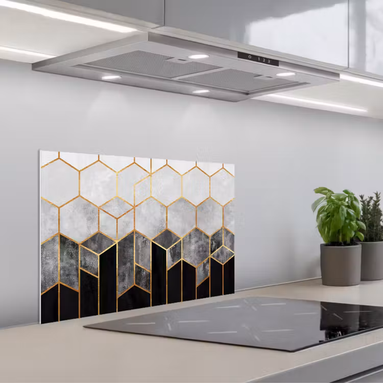 Spatscherm keuken - Goud - Hexagon - Chic - Patronen - Luxe — 5