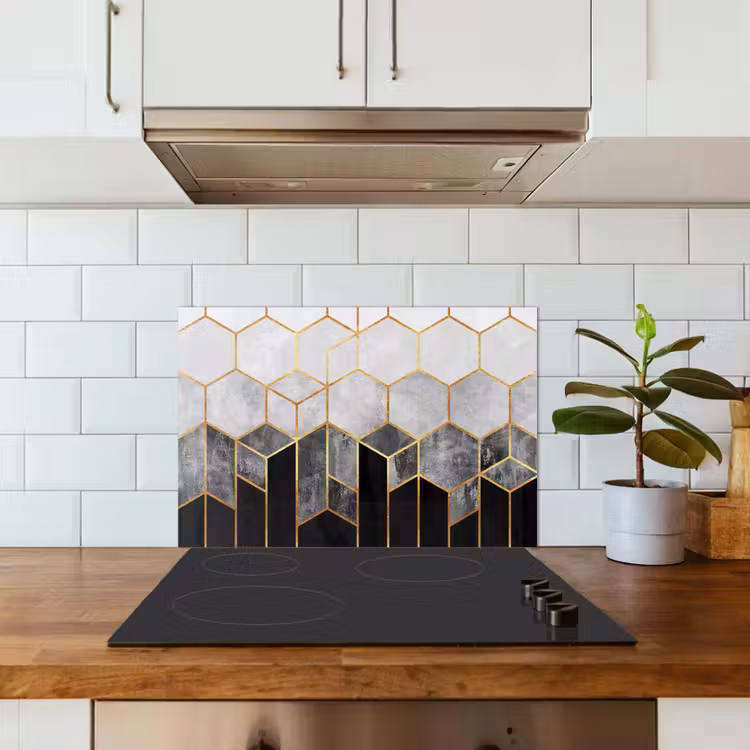 Spatscherm keuken - Goud - Hexagon - Chic - Patronen - Luxe — 6